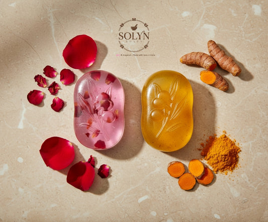 Beauty Combo | Rose Bliss & Haldi Glow | K-Inspired Handmade Herbal Soaps - Pack of 2
